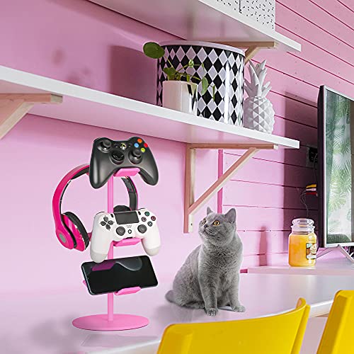 3 Tier Controller Stand with Headphone Holder, Smart Black P52716