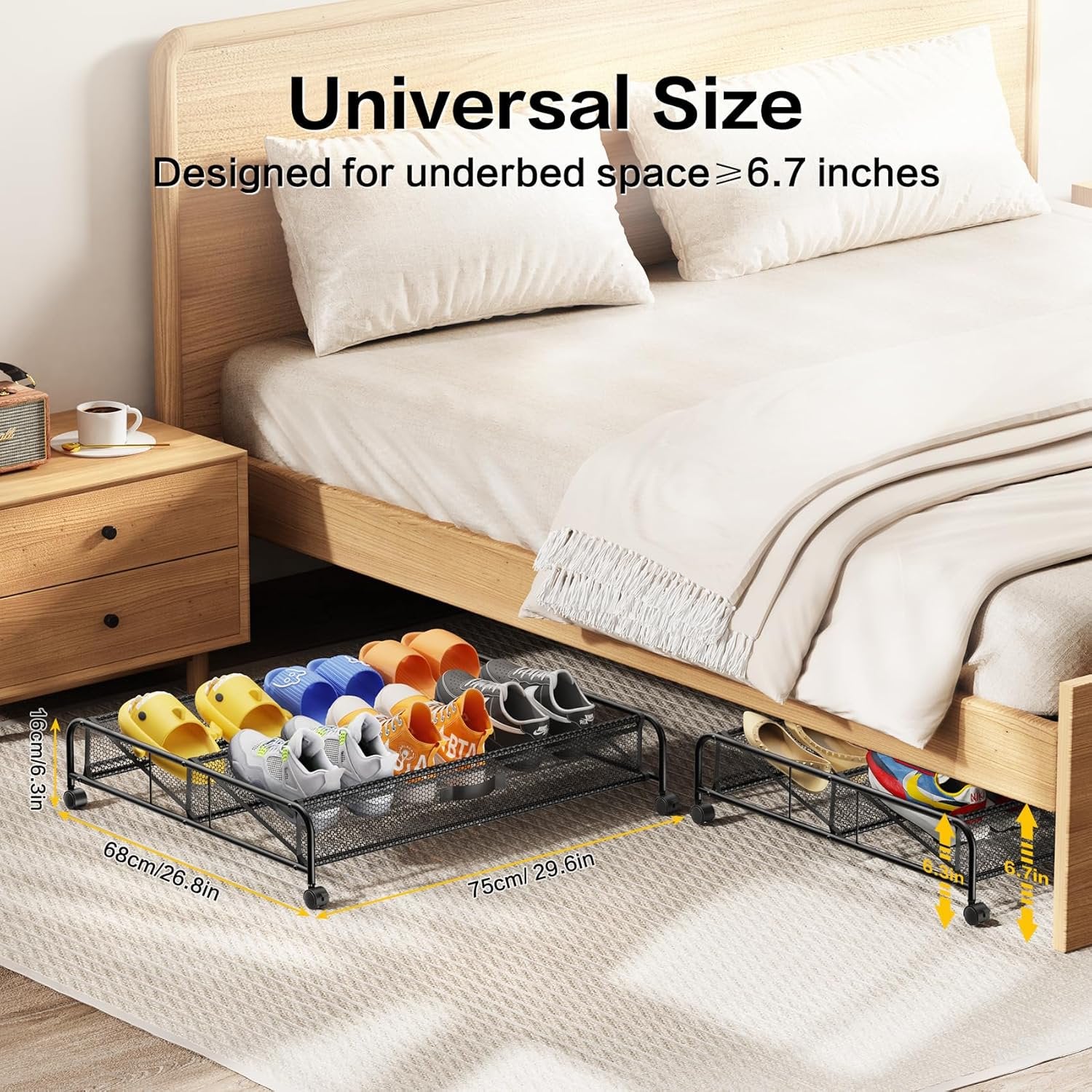 2 Pack Under Bed Shoe Storage Organizer with Wheels S108862