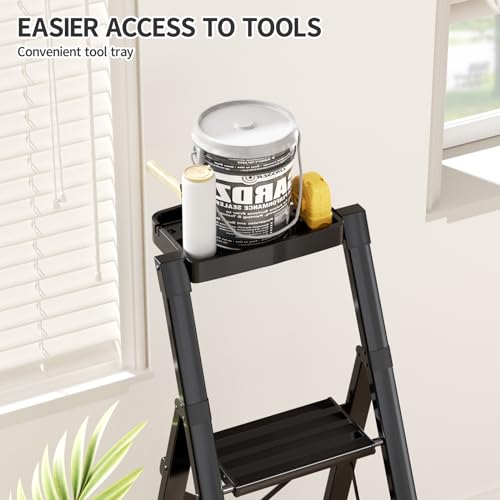 4 Step Folding Aluminum Step Stool with Handgrip Anti-Slip Wide Pedal Z7595