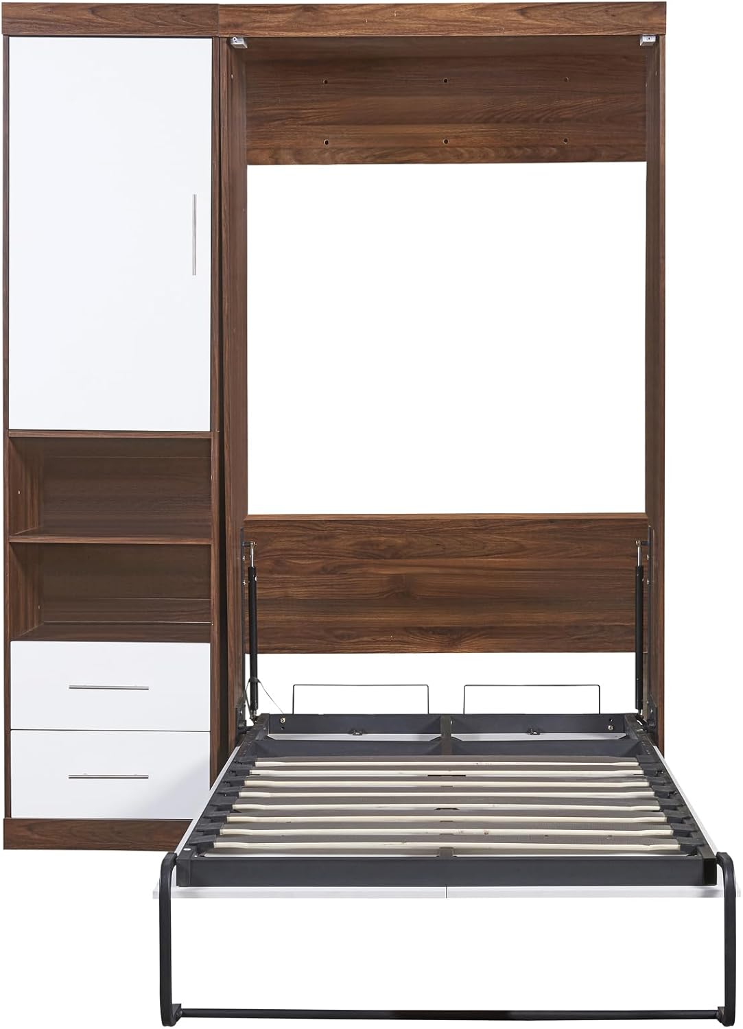 Twin Murphy Bed with Storage Drawers, White Wood G5986