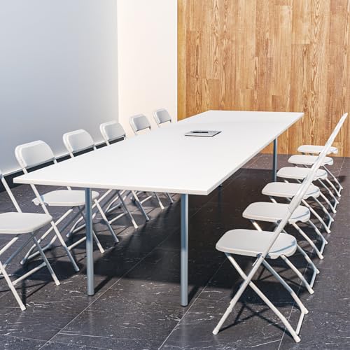10 Pack White Plastic Folding Chair with Steel Frame N53268