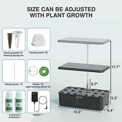 18 Pods Indoor Hydroponic Growing System with LED Grow Light, Black G997692