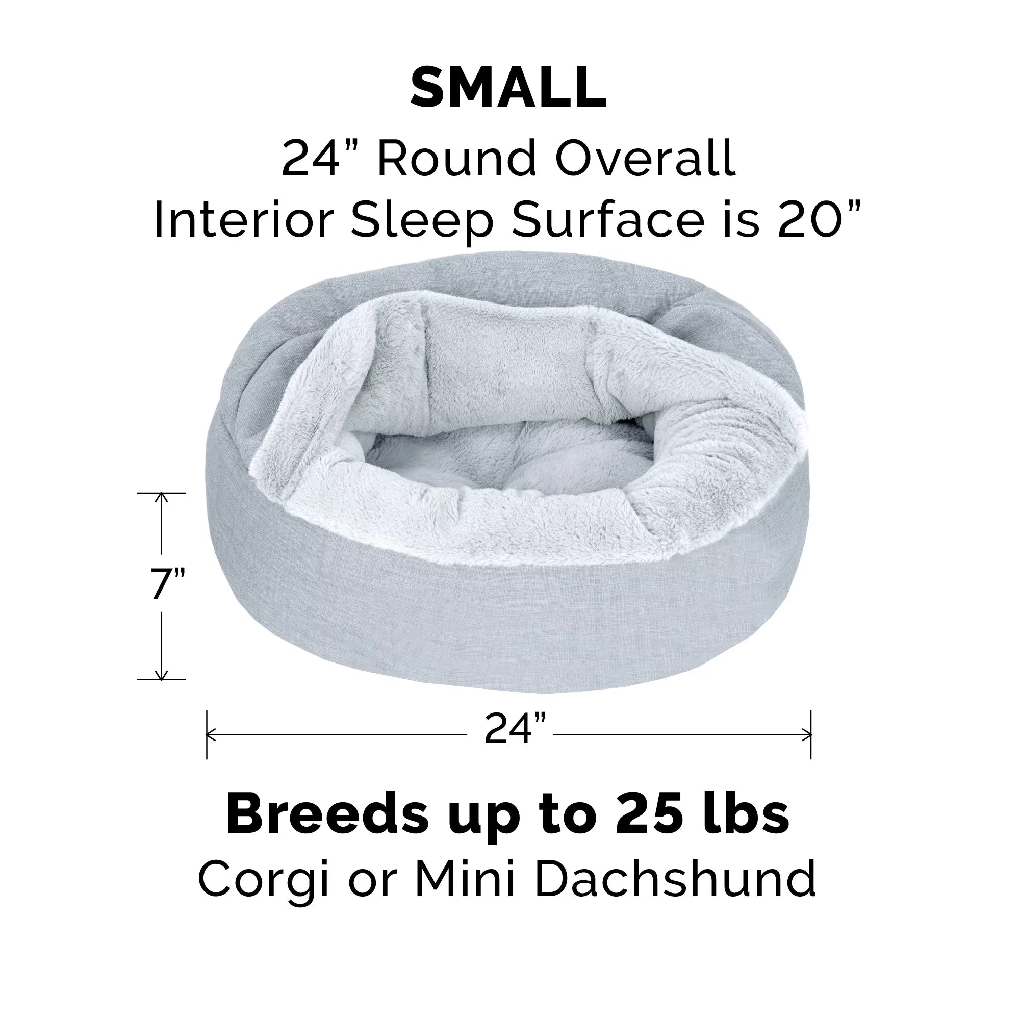 Mist Gray Small Plush Hooded Donut Pet Bed U46967