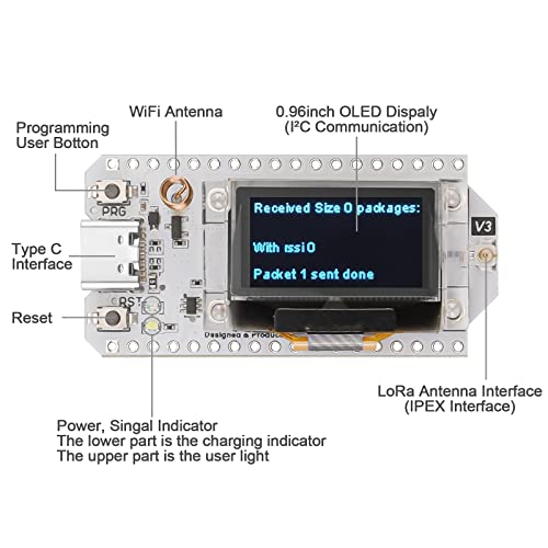 ESP32 LoRa Development Board with Protective Case and 915MHz Antenna, 0.96-inch OLED Display Type C O71929