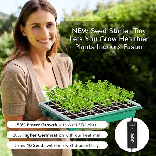 40-Cell Seed Starter Tray with Grow Lights and Heat Mat M83446