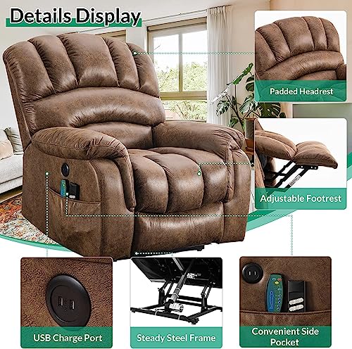 Large Dual Motor Lay Flat Lift Recliner Chair with Heat & Massage X4650