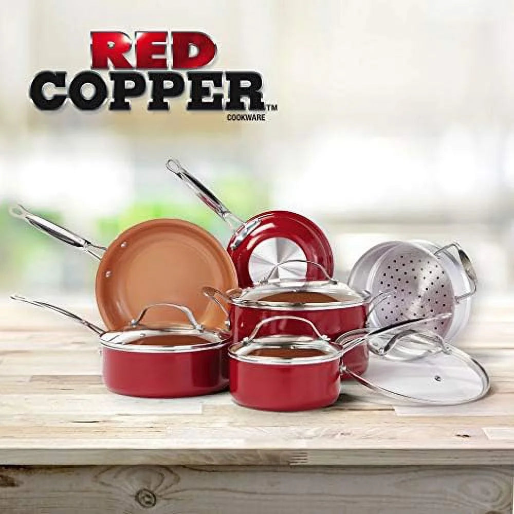 10 pc copper-infused ceramic non-stick cookware set H446
