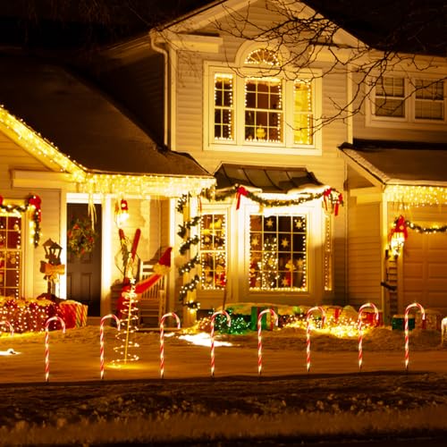 2PK 12 PCS 8 Modes Solar Candy Cane Lights 15FT I5365