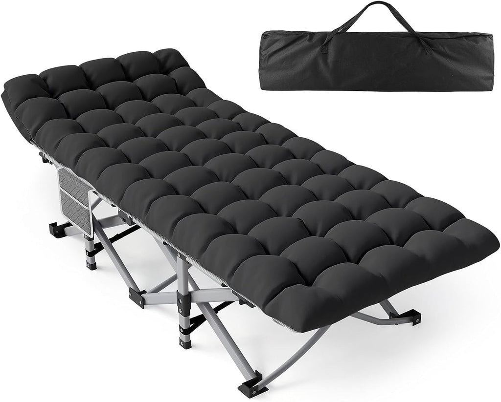 Camping Cot with Thick Mattress Heavy Duty 500LBS 1200D Double Layer Oxford R912