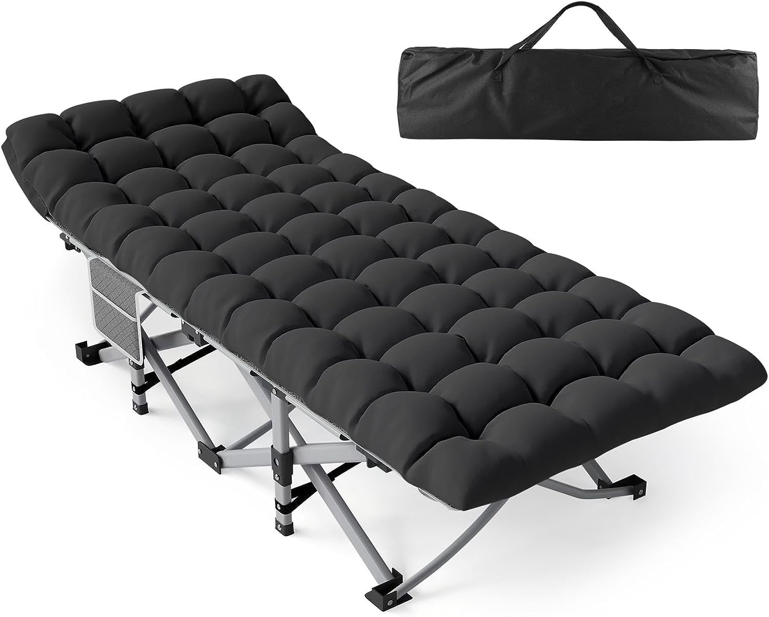 Camping Cot with Thick Mattress Heavy Duty 500LBS 1200D Double Layer Oxford R912