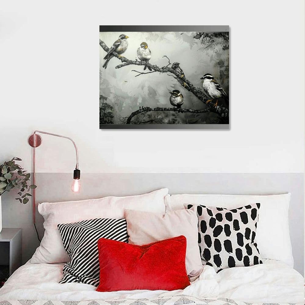 Black and White Bird Canvas Wall Art 20"x16" X72365