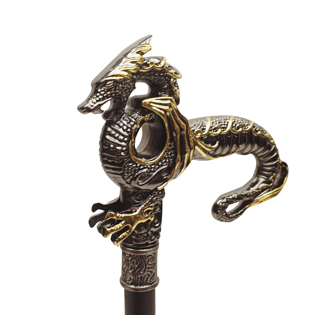 Silver Gold Metal Cane 2pc Steel Shaft Walking Stick Q925092
