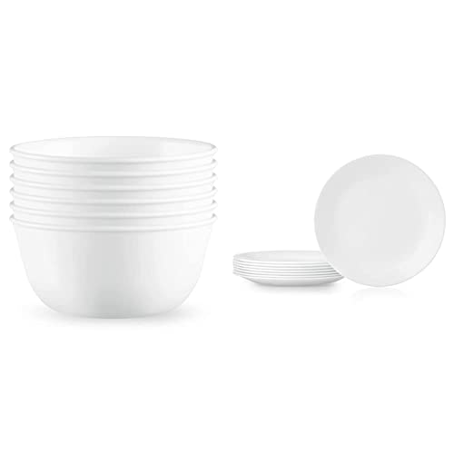 28-oz Soup/Cereal Bowls Set of 6, Winter Frost White Dinnerware Bowls Z49851