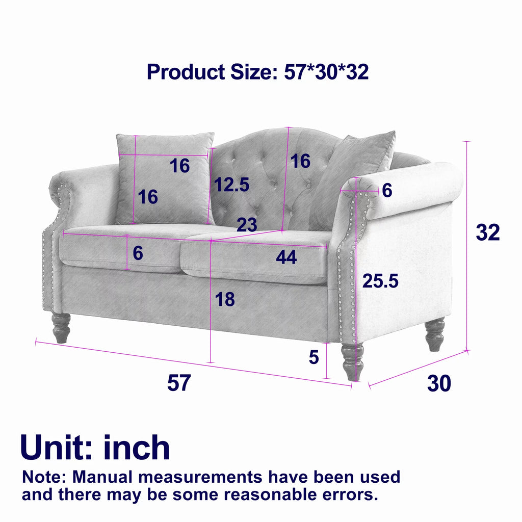 Grey Velvet 2 Seater Chesterfield Sofa G767352