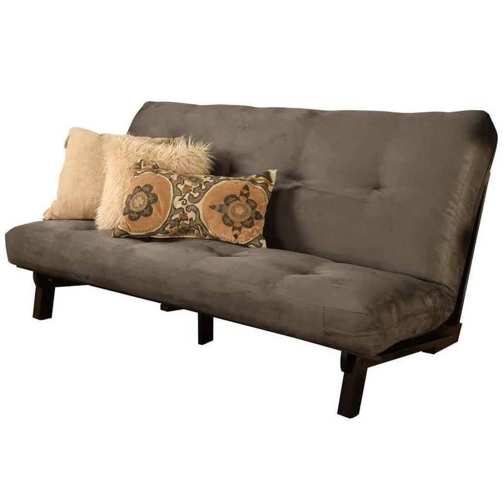 Wood Futon with Suede Gray Mattress S83149