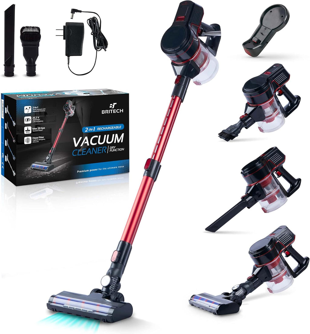 Cordless Stick Vacuum Cleaner with 250W Motor, 30min Runtime, LED Display Screen & Headlights (White) W260