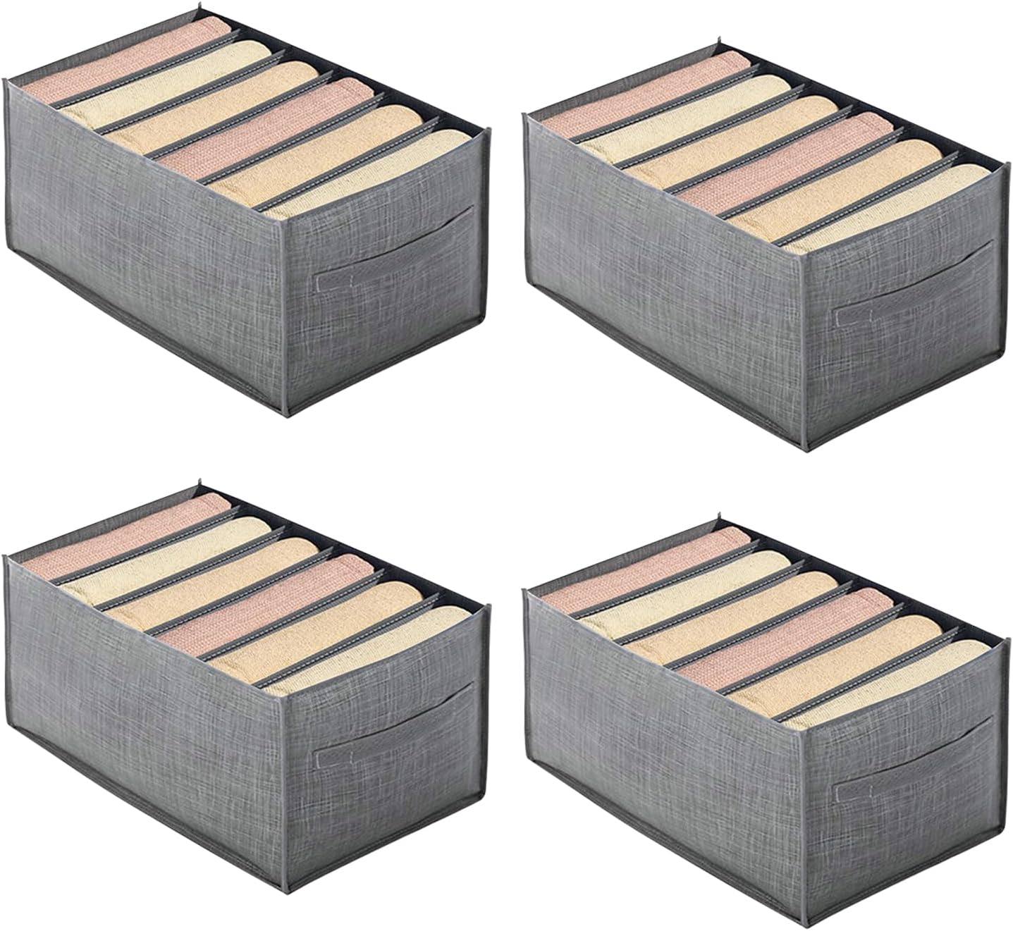 4 Packs 6-Compartment Clothes Organizer Drawer With Handles S649