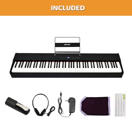 88 Key Weighted Keyboard with Hammer Action, 2x30W Speakers, Adjustable Stand, Carrying Case, Sustain Pedal, Headphone, Black O1729