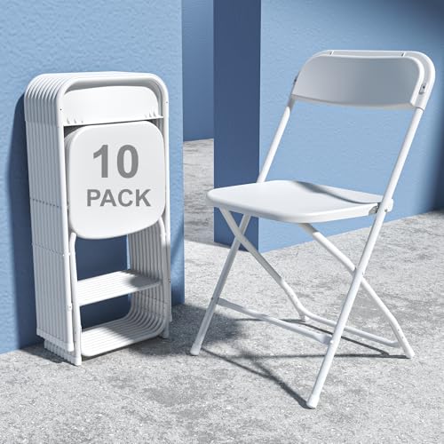 10 Pack White Plastic Folding Chair with Steel Frame N53268