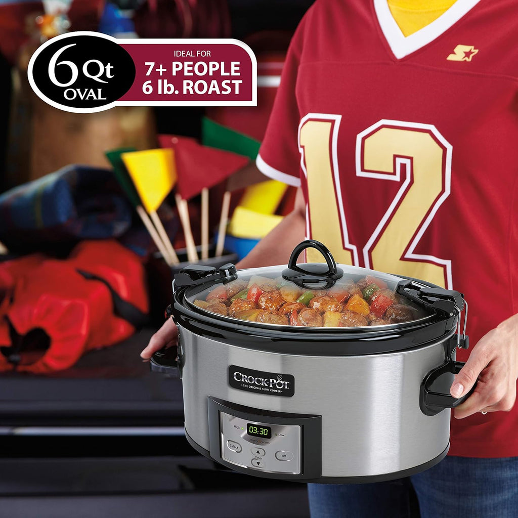 6 Quart Programmable Slow Cooker with Digital Timer, Stainless Steel Y385