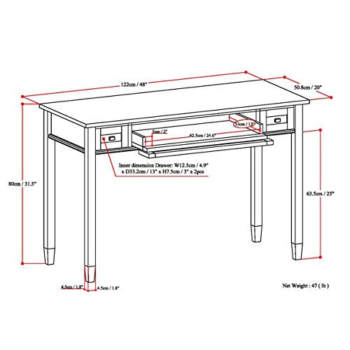White 2 Drawer Solid Wood Desk V425385