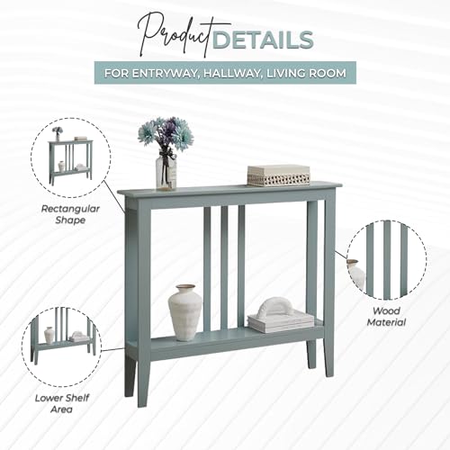 Teal Narrow Console Table with Storage W766