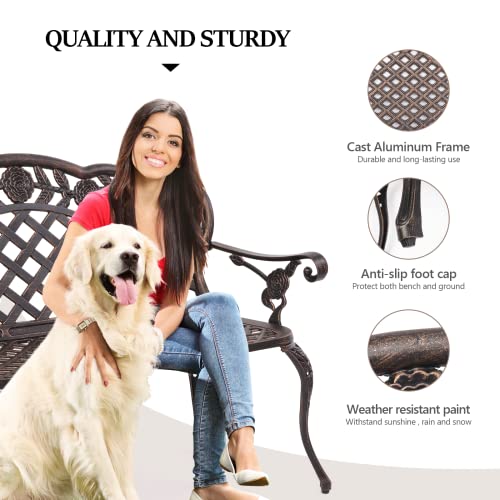 42.5" Black Cast Aluminum Outdoor Bench S3879