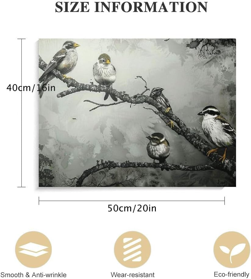 Black and White Bird Canvas Wall Art 20"x16" X72365