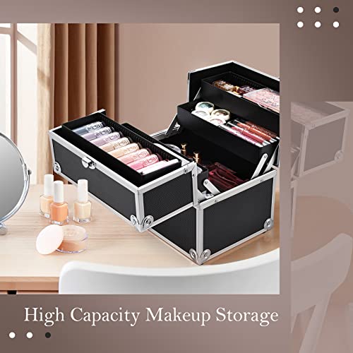 Silver Aluminum Makeup Case with 4 Trays B7097