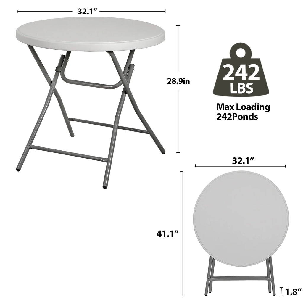 White 32" Round Plastic Dining Table Q774252