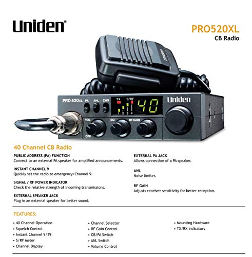 Compact 40-Channel CB Radio - Black V644
