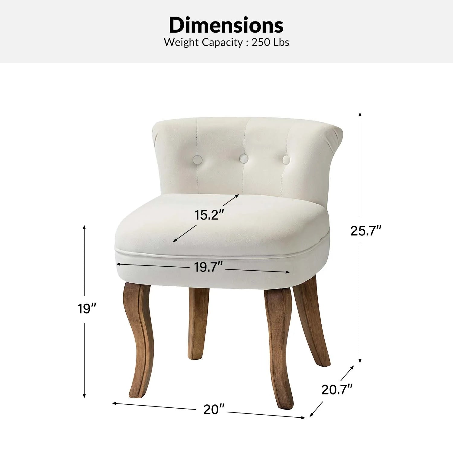 Ivory Velvet Vanity Stool A471293
