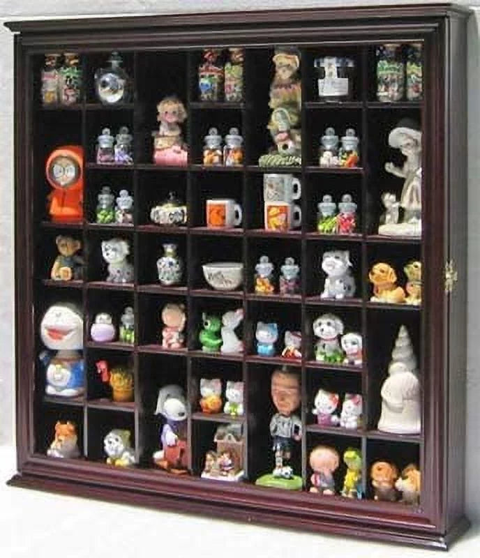 Solid Wood Display Case Wall Curio Cabinet with Glass Door I637387