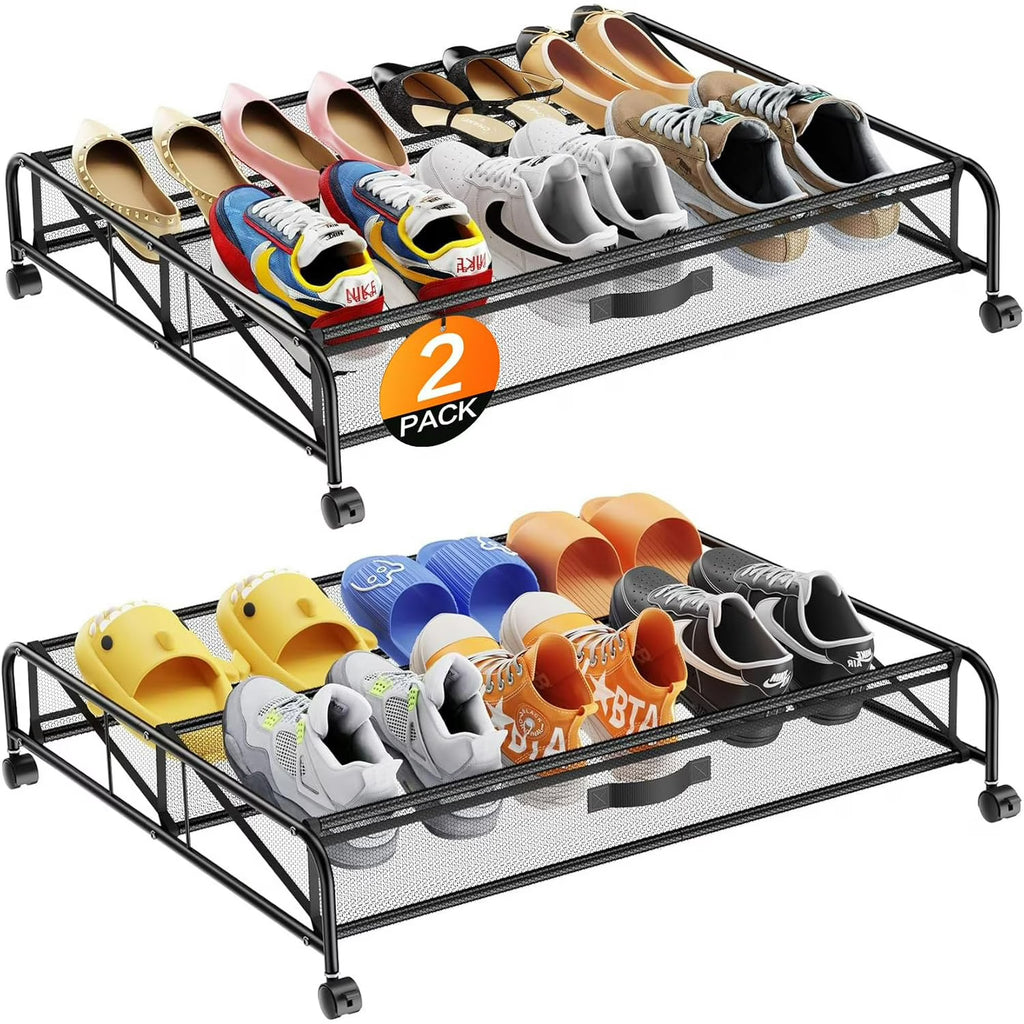 2 Pack Under Bed Shoe Storage Organizer with Wheels S108862