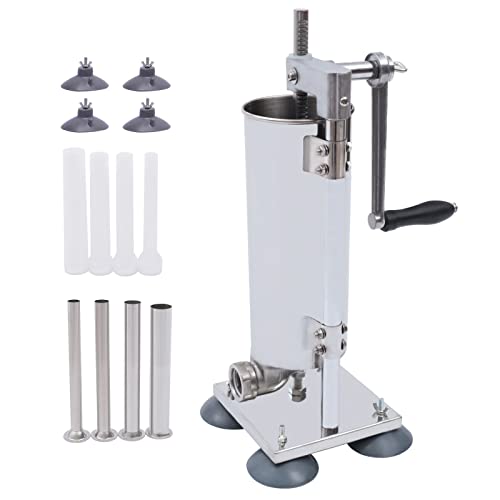 Stainless Steel 3L 6LBS Vertical Meat Sausage Stuffer Machine with 8 Stuffing Tubes S784983