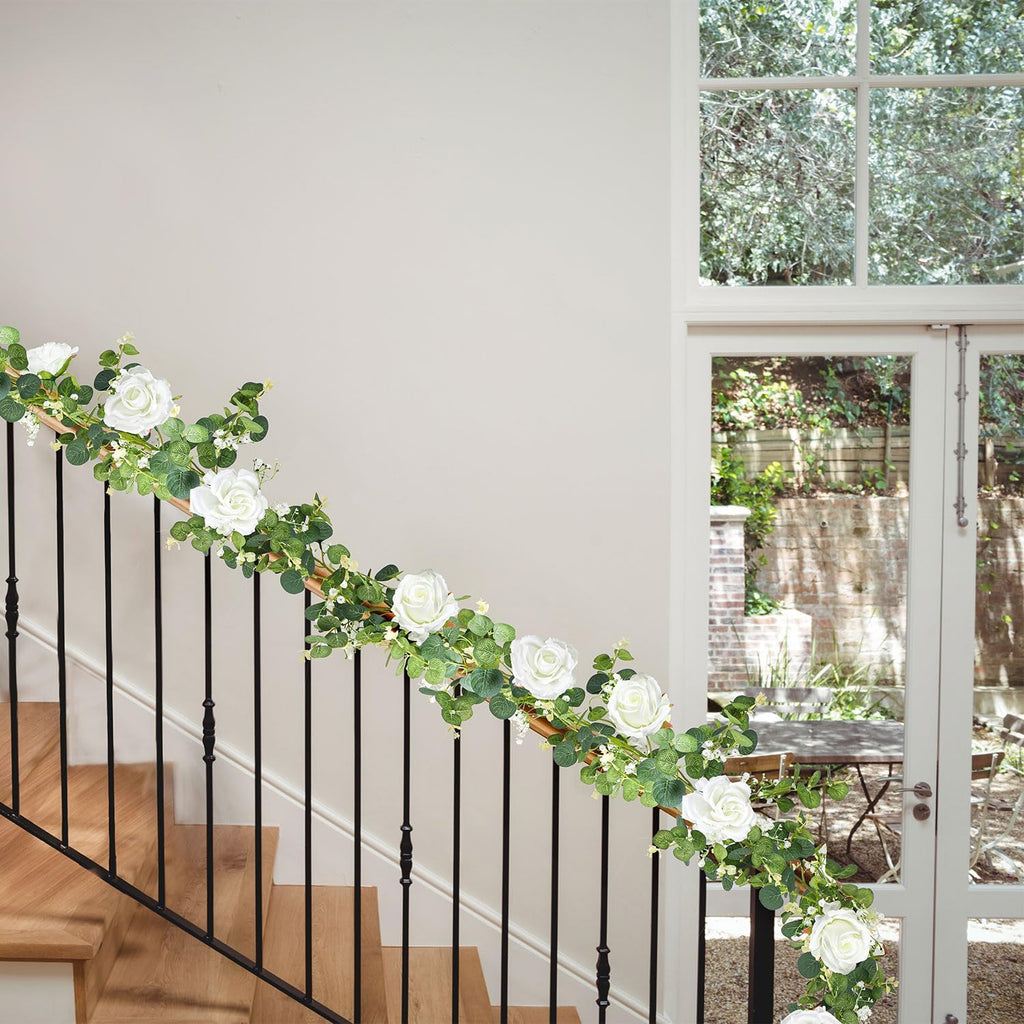 6.5ft Artificial Eucalyptus Garland with Flowers T8091