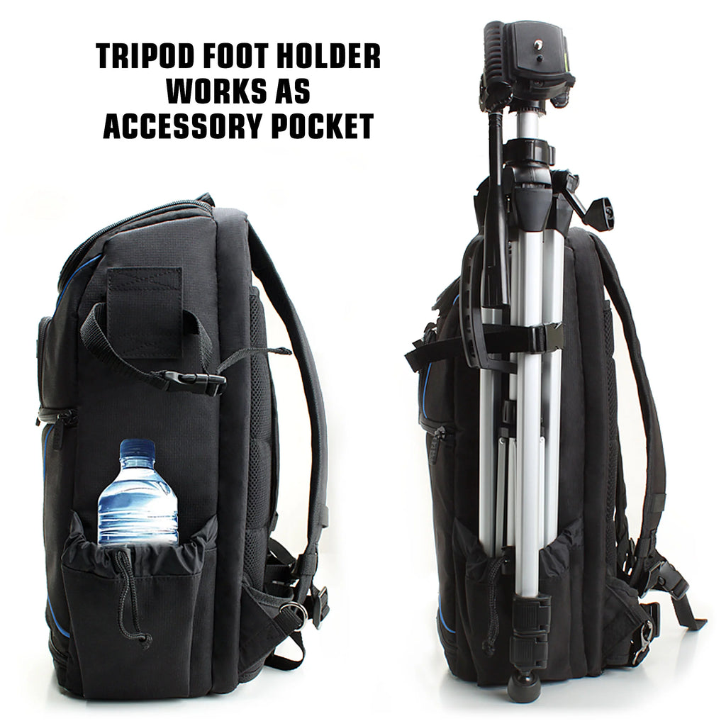 Blue SLR Camera Backpack with Tripod Holder and Laptop Compartment L4932