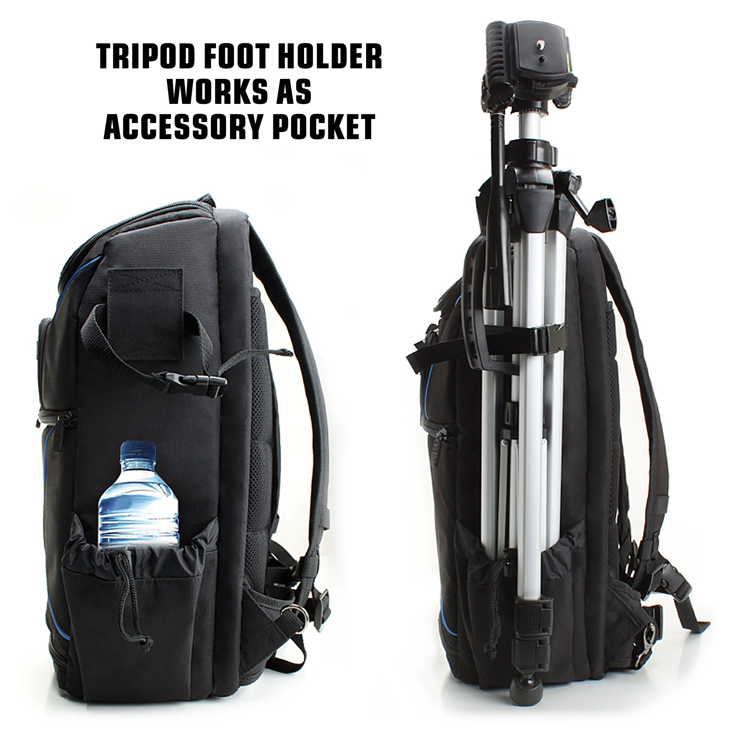 Blue SLR Camera Backpack with Tripod Holder and Laptop Compartment L4932