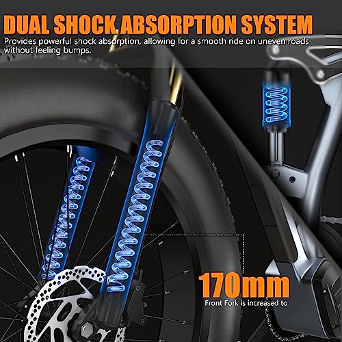1000W 48V 30AH 26''x4.0 Inch Fat Tire Full Suspension Electric Bike I905194