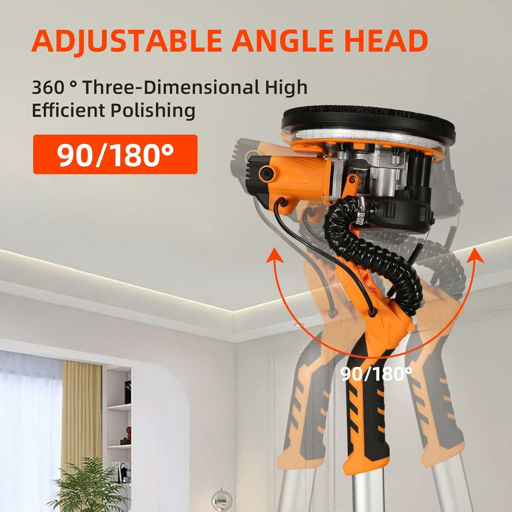 1390W Electric Drywall Sander with Vacuum, 13ft Cord, Auto Dust Collection T6487