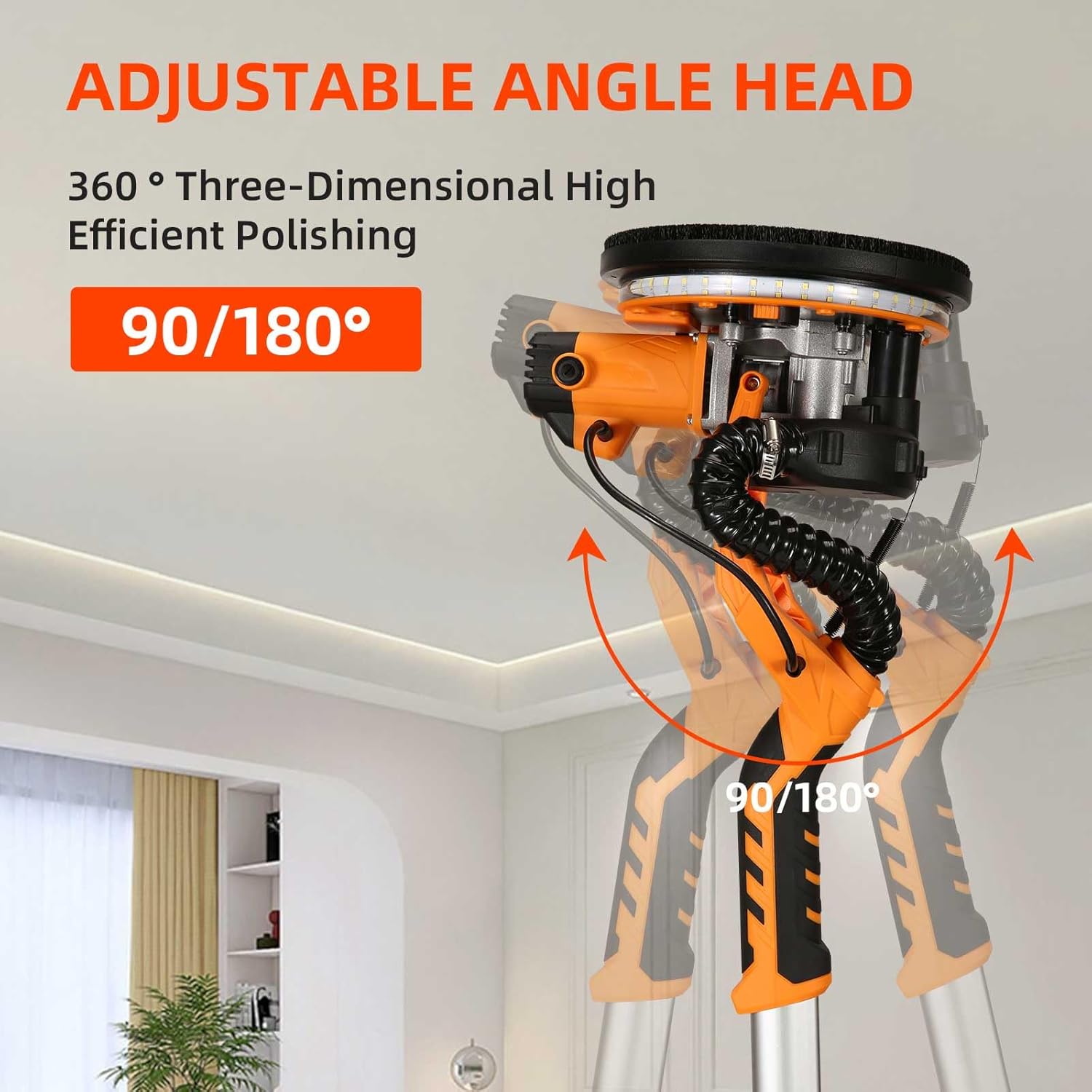 1390W Electric Drywall Sander with Vacuum, 13ft Cord, Auto Dust Collection T6487