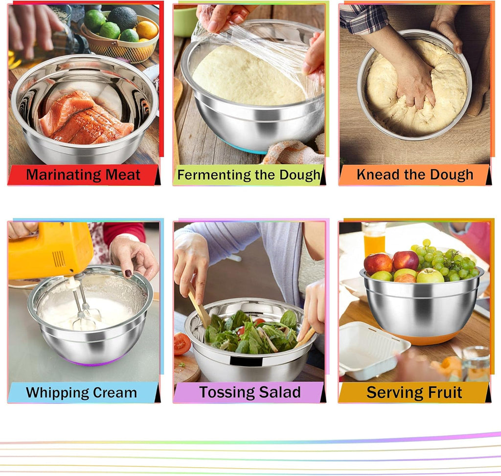 Stainless Steel Mixing Bowls with Lids, Set of 6 X911