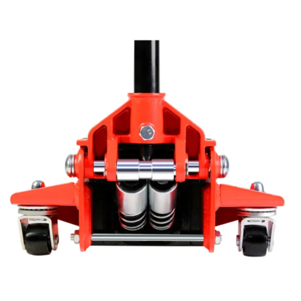 3T Low Profile Red Black Steel Floor Jack with Dual Pistons Quick Lift Pump U146