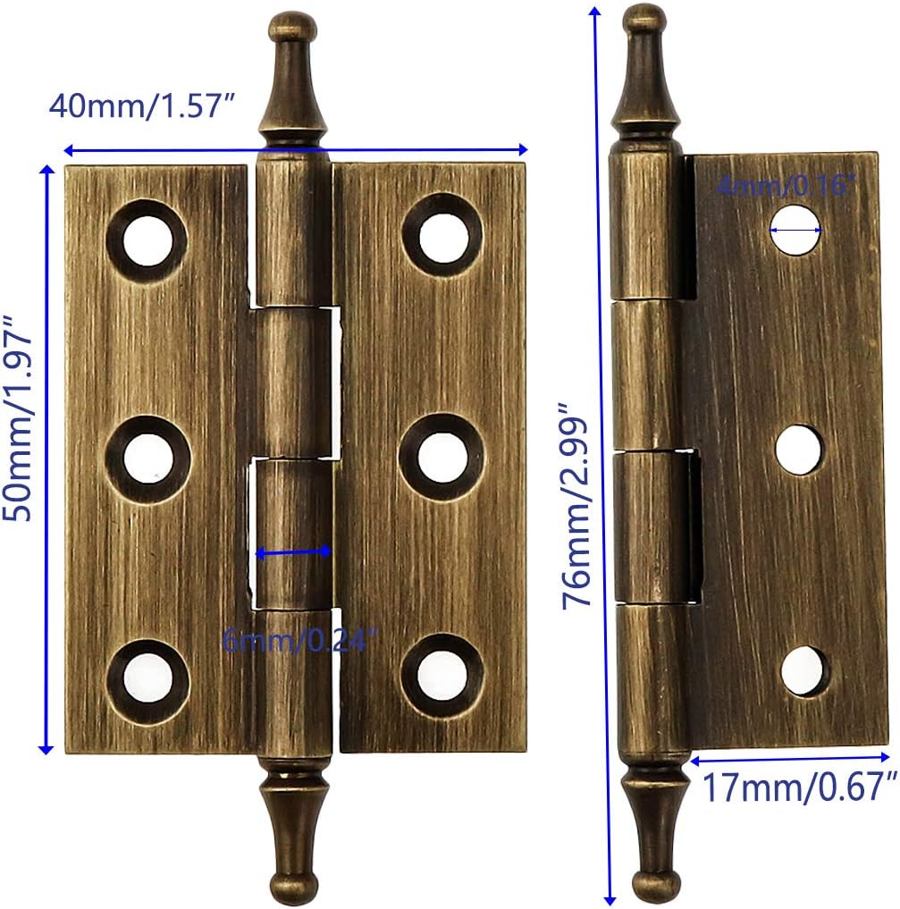 2 Inch Antique Pure Brass Butt Hinges 2pcs X1912