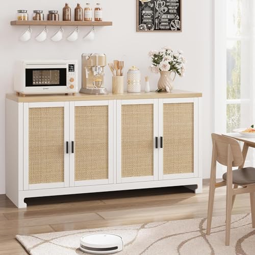 White Rattan 4 Door Storage Cabinet M466783