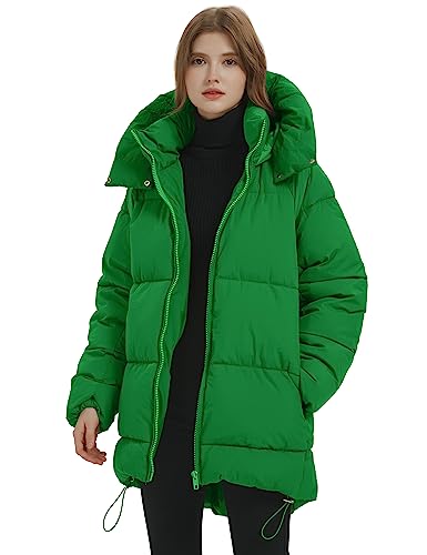 Womens Winter Hooded Quilted Puffer Jacket Mid-Length Down Padded Coat W662215