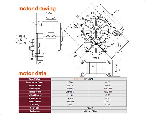 24V36V250W Electric DC Motor Brushes Motor J943932