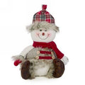 Snowman Figure with Plaid Hat Christmas Decor K2373