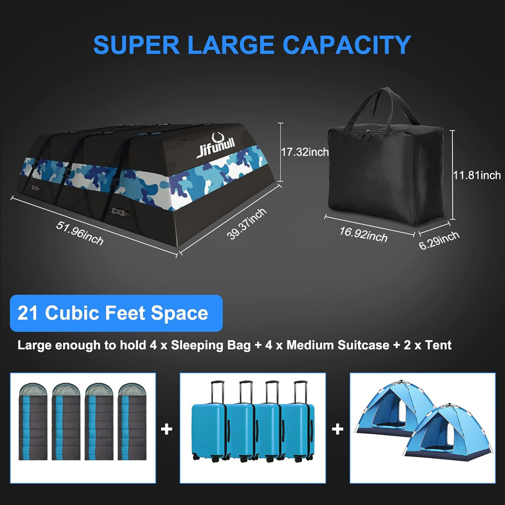 21 Cubic Feet Waterproof PVC Roof Rack Cargo Carrier with Anti-Slip Mat V645814