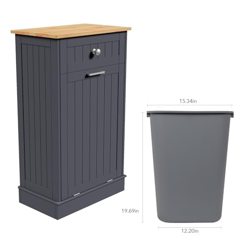 White Tilt Out Trash Cabinet with Hideaway Drawer W25721